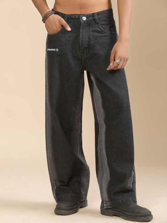 SIDE FADED BAGGY-FIT JEANS