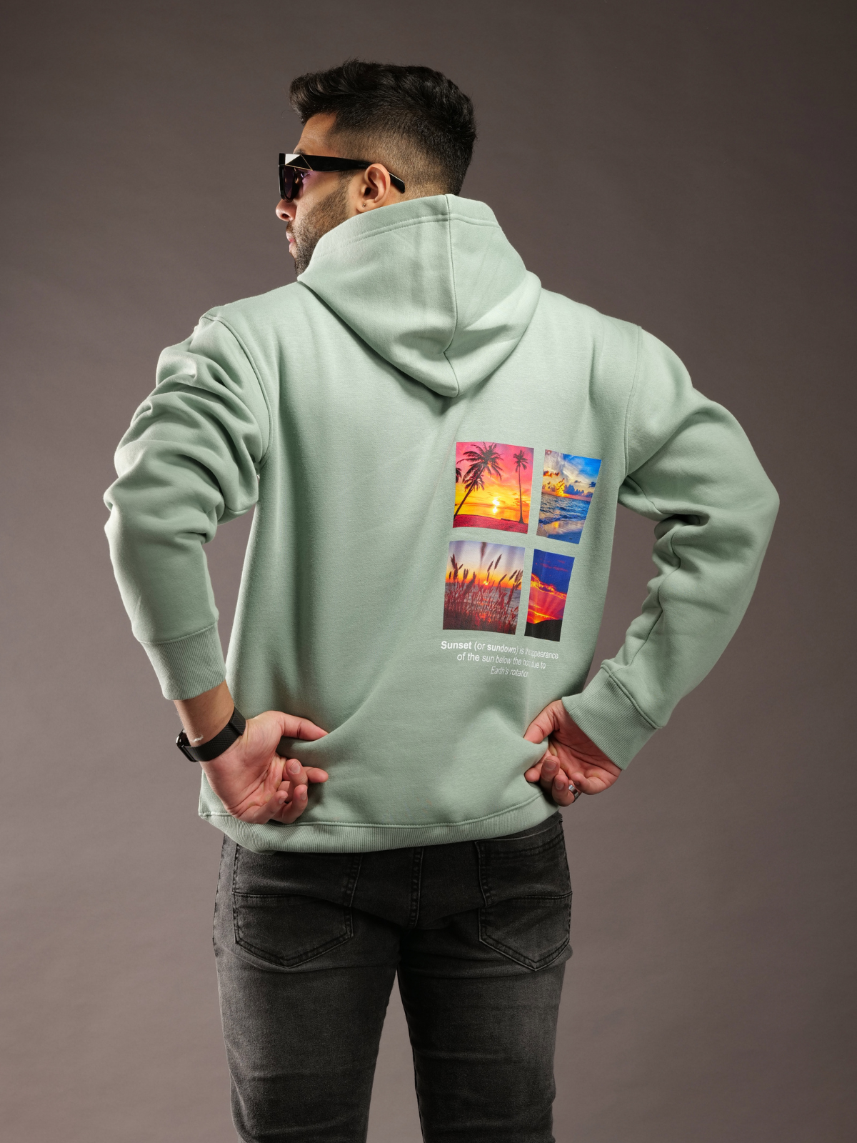 Green Sunset Oversized Hoodie