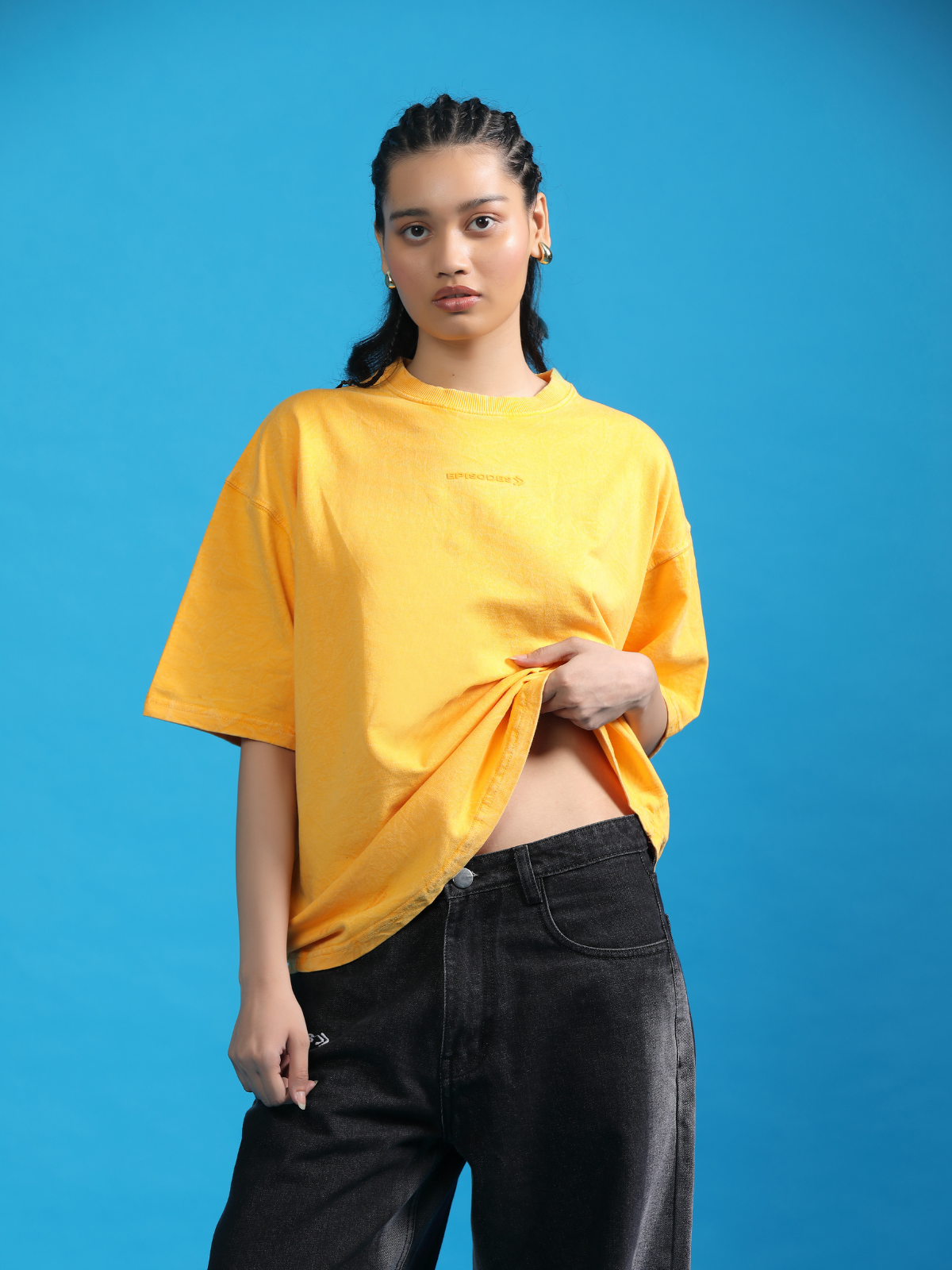 YELLOW ACIDWASHED BOXY-FIT TSHIRT