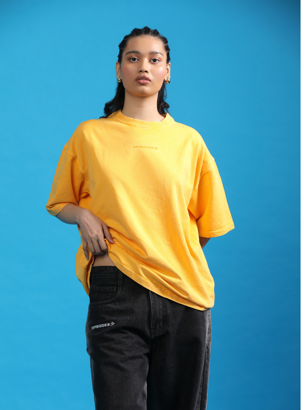 YELLOW ACIDWASHED BOXY-FIT TSHIRT