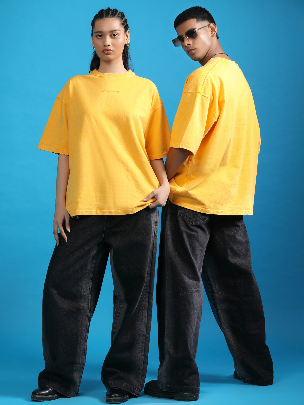 YELLOW ACIDWASHED BOXY-FIT TSHIRT