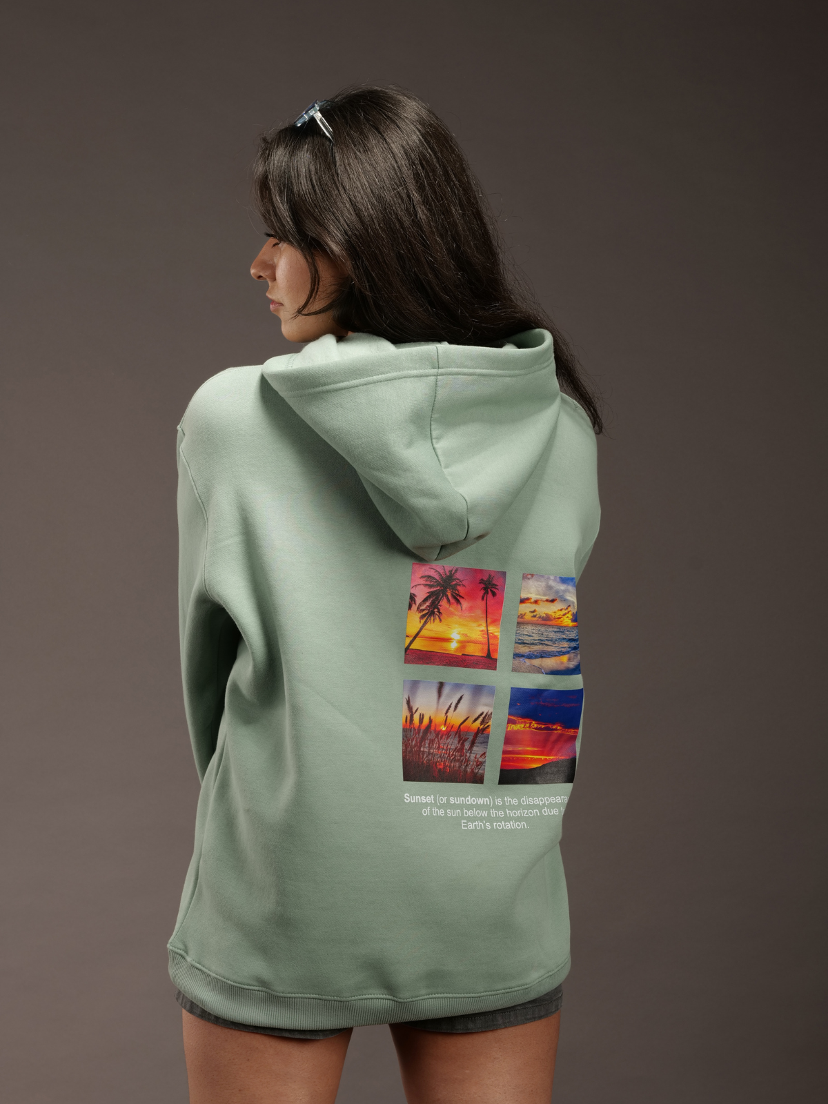 Green Sunset Oversized Hoodie