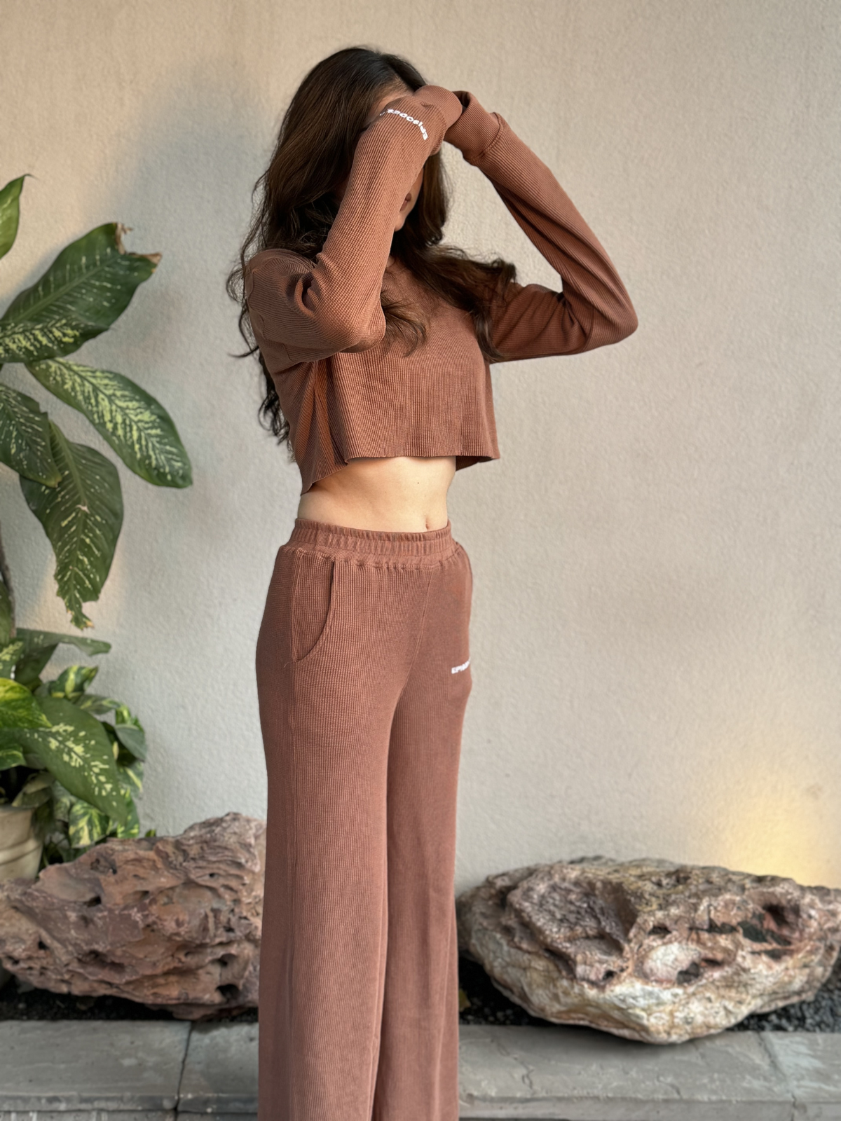 COFFEE WAFFLE CROPPED CO-ORD SET