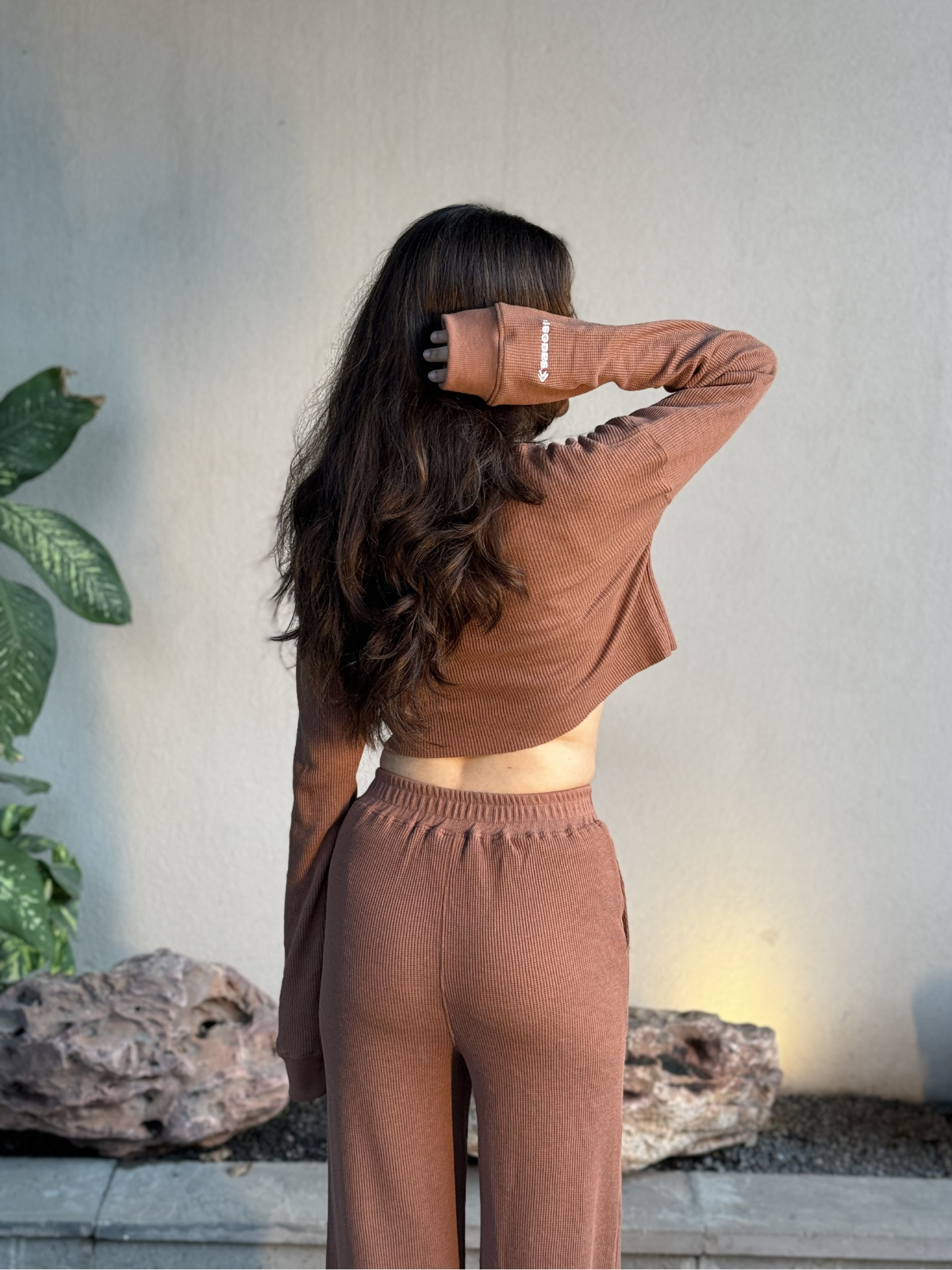 COFFEE WAFFLE CROPPED CO-ORD SET