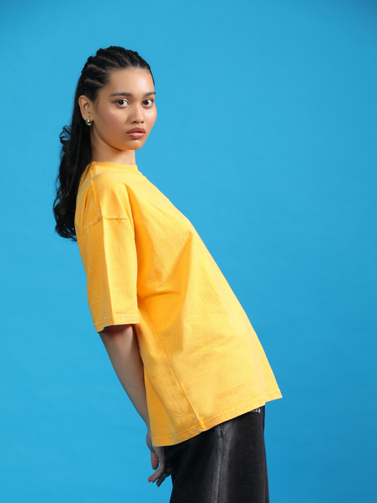 YELLOW ACIDWASHED BOXY-FIT TSHIRT