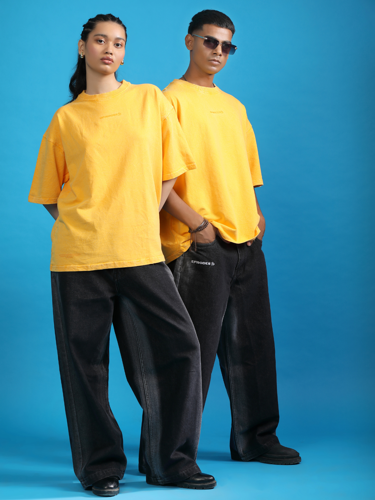 YELLOW ACIDWASHED BOXY-FIT TSHIRT